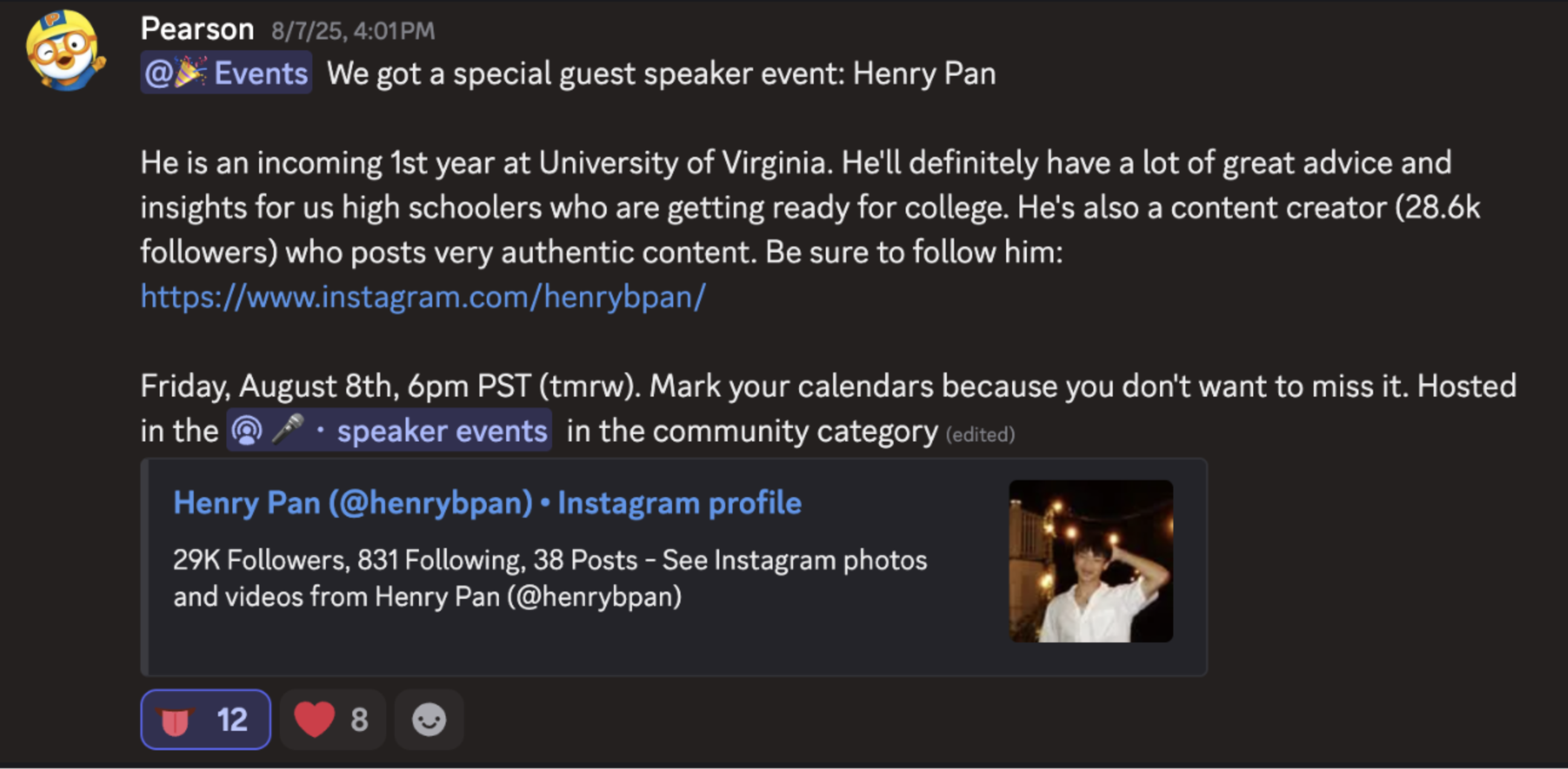 Guest Speaker Event with Henry Pan
